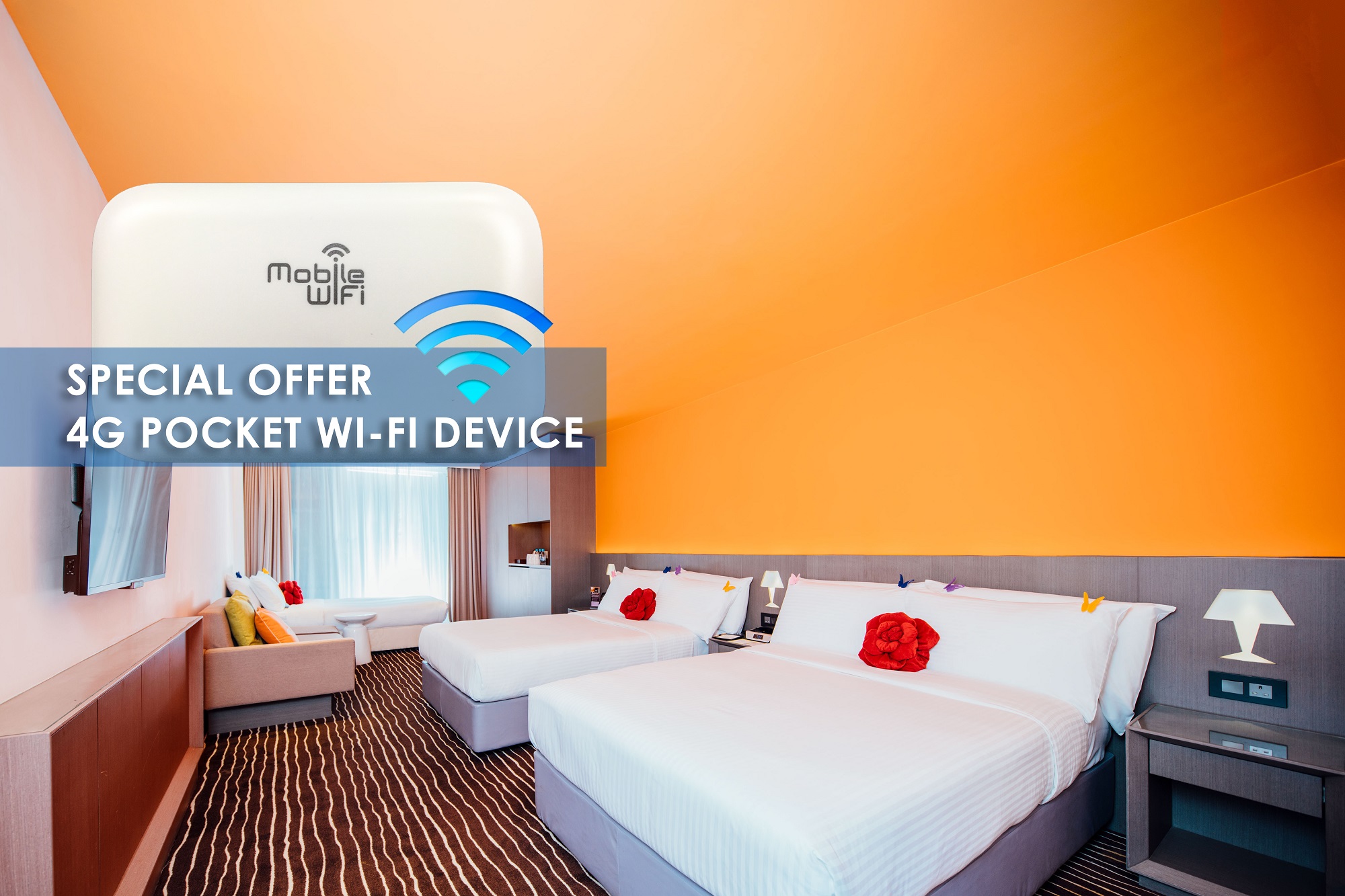 Family Room with 4G Pocket WiFi Device