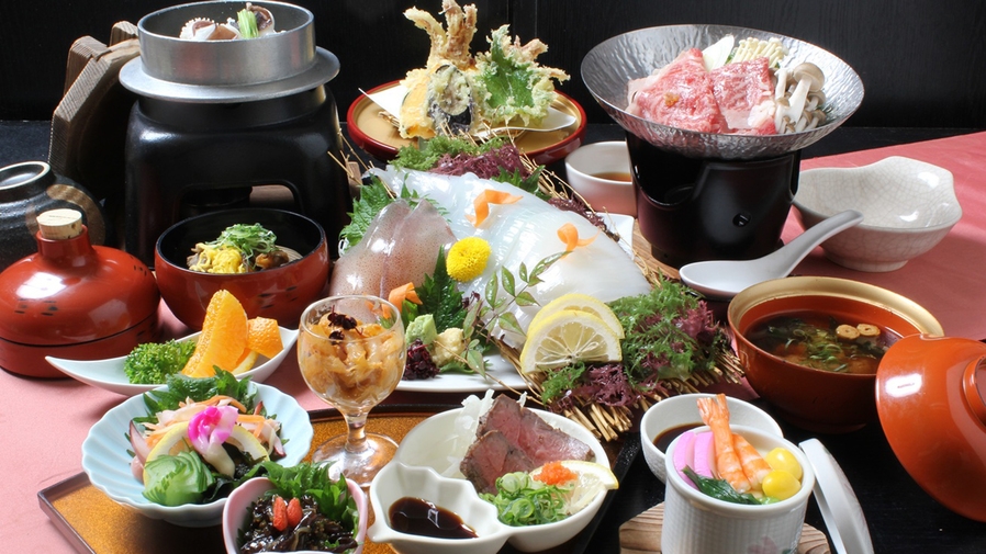 R【日帰り】※期間・数量限定　白い宝石「京白いか」を食す！京丹後いか会席　源泉100％天然温泉入浴付