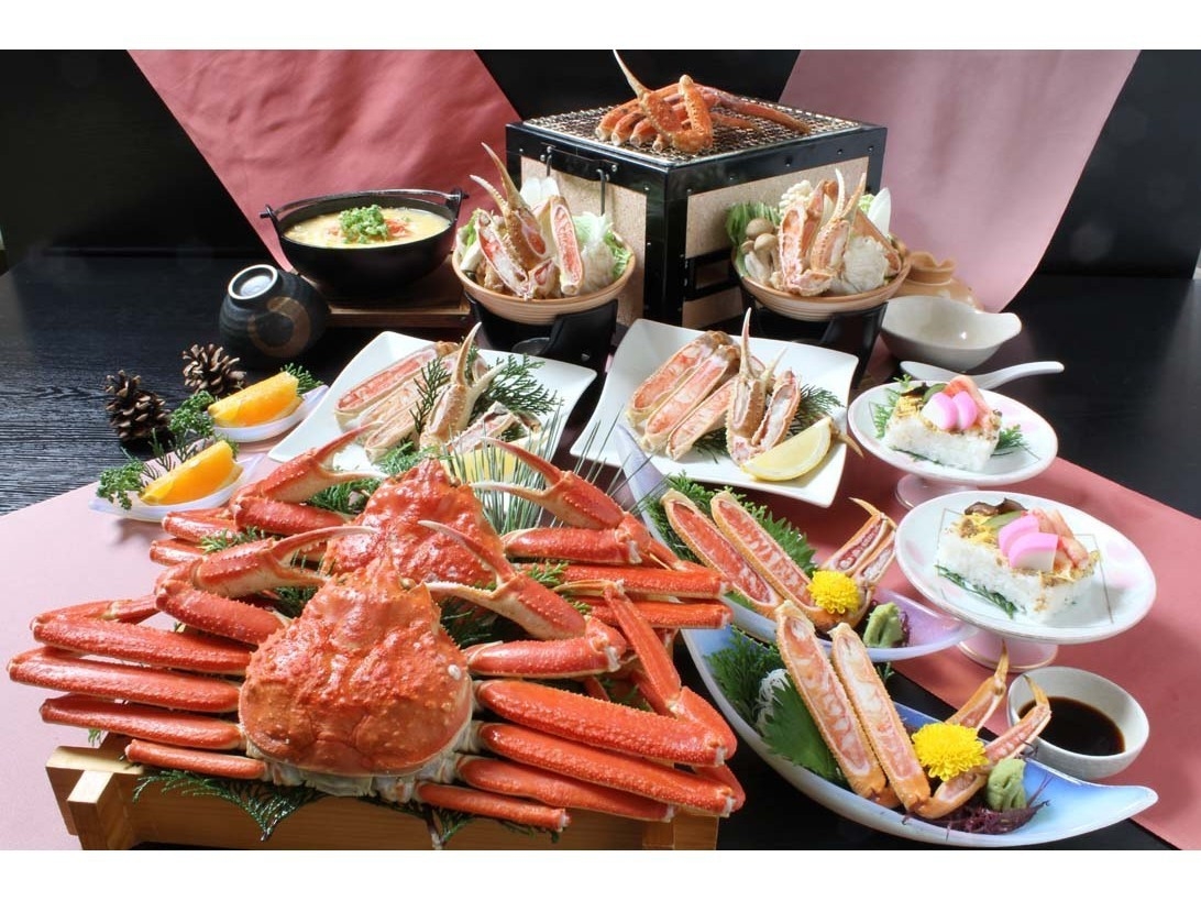 【1泊2食】炭火焼チョイスde蟹フルコース(蟹天婦羅)と天然掛け流し大露天風呂入浴