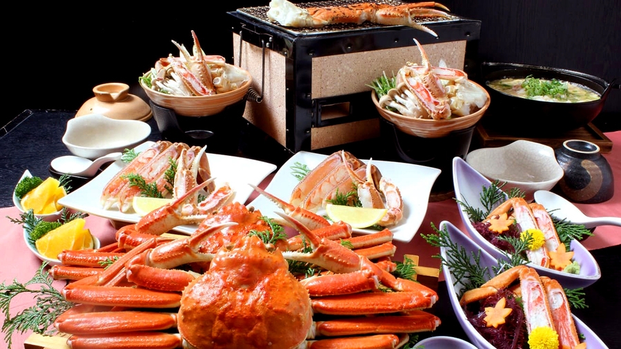 R【炭火焼き特選蟹フルコース】茹で蟹丸ごと1人1杯！蟹2杯相当使用！贅沢フルコース