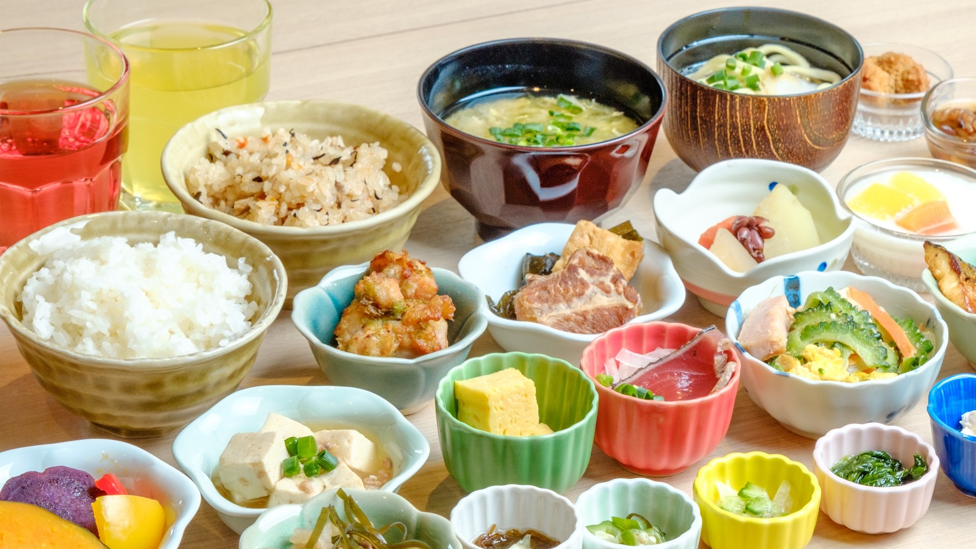 【朝食ブッフェメニュー一例】◆沖縄の恵みを存分に味わえる、彩り豊かな和食メニュー。