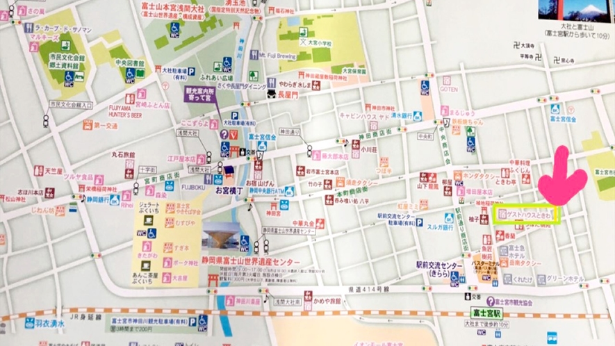 ・富士宮周辺マップ。世界遺産のまちでお散歩も楽しい♪