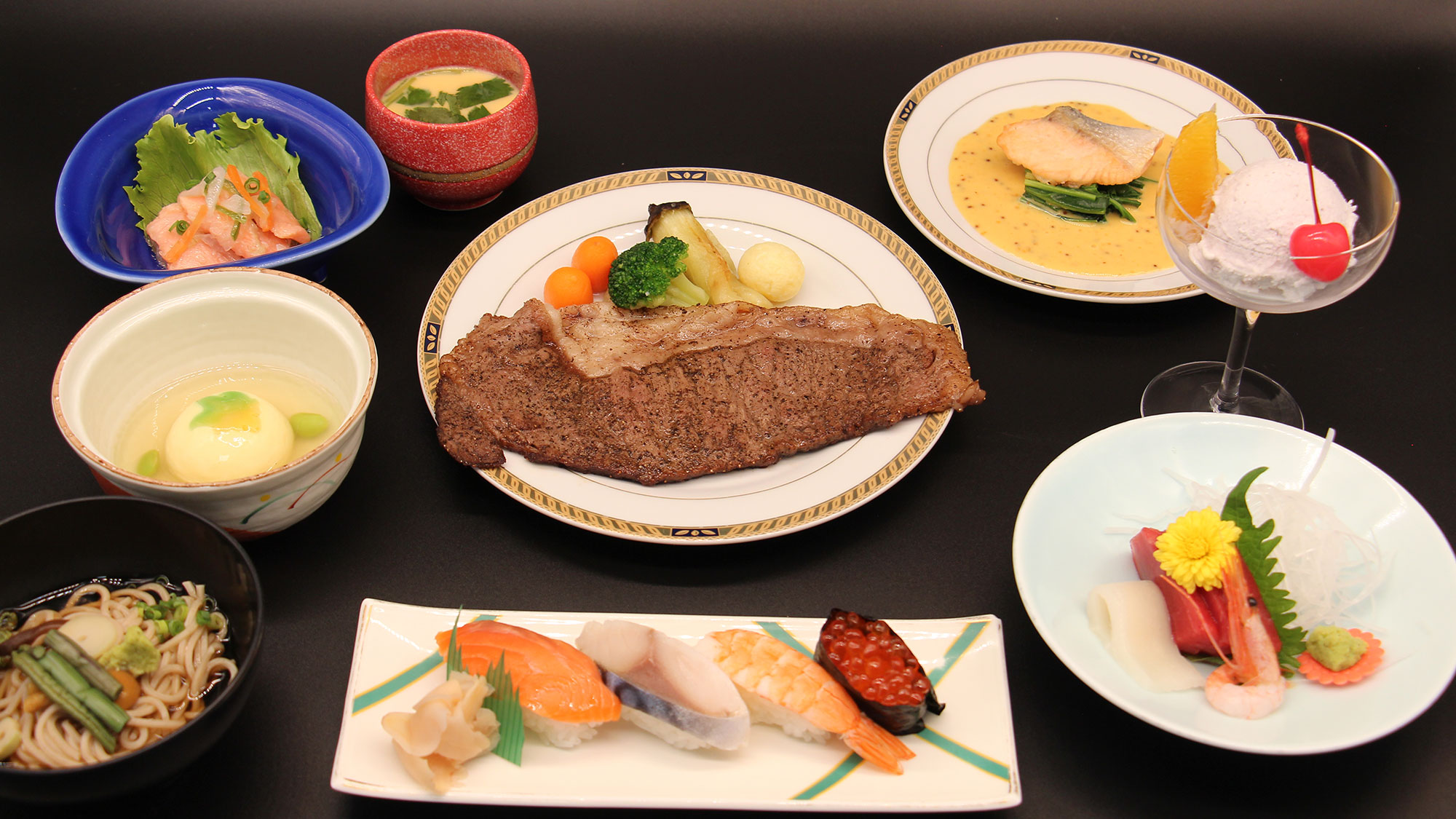 *【夕食例／秋田和牛プラン】ボリュームたっぷりの和牛ステーキがメイン♪