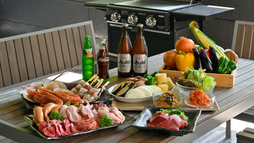 【屋外テラスでBBQ！夕食ビュッフェも一緒に楽しめる【ブレックファスト＆ディナーブッフェ付】