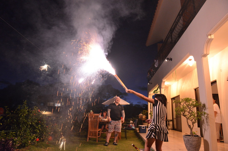 Fireworks in the courtyard