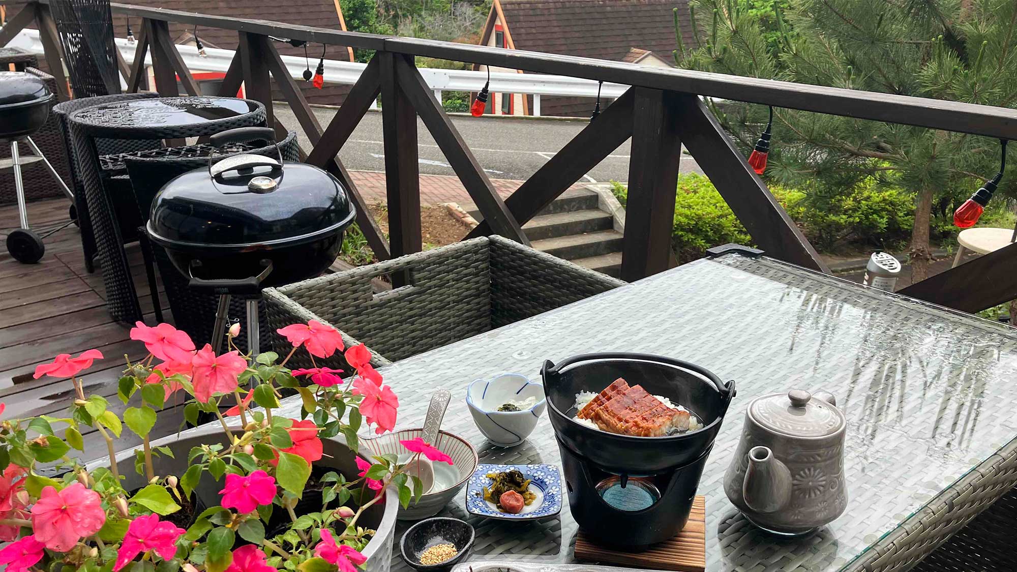 オープンテラスで朝食