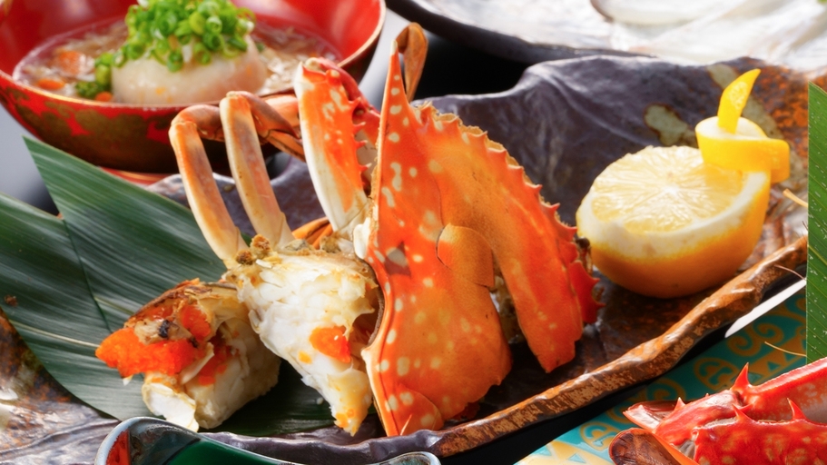 【竹崎かには焼きガニ】焼き竹崎蟹×A5佐賀牛×伊勢海老×かに釜飯〈贅沢プラン焼きガニver.〉