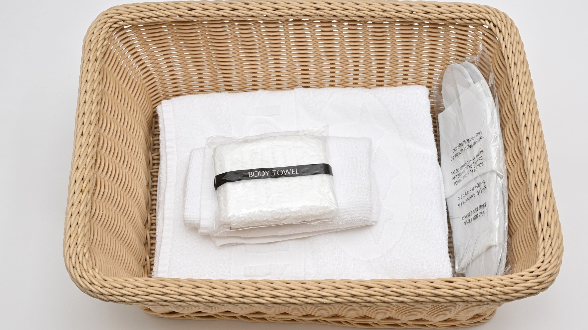 タオル、バスタオル、使い捨てスリッパ、ボディタオル