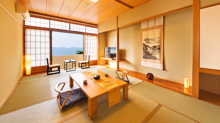 日本海を望み、ベランダのある潮風と波音の【展望和室】