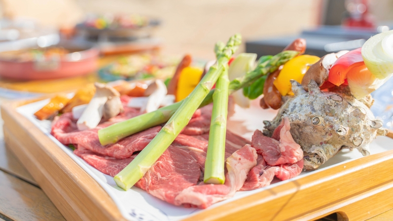 【リョカンピング】夕食は海を眺めるテラスBBQ！海辺のテントでお手軽アウトドア気分♪＜1泊2食付＞