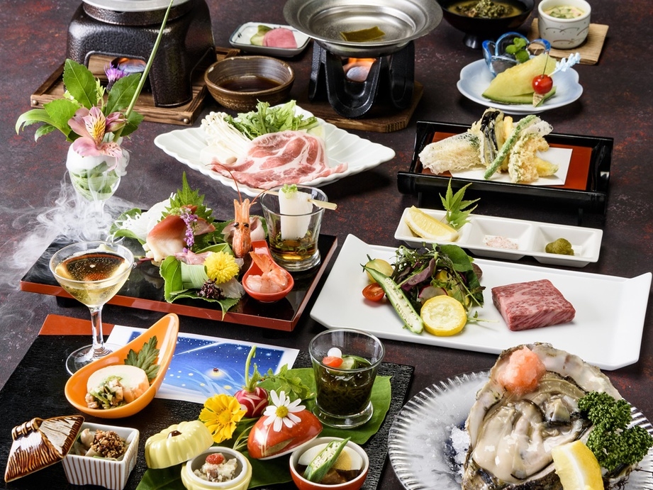 【地酒飲み比べ/グレードアップ】受賞酒「出羽燦々」を含む３点！美酒美食の極四季旬彩コース