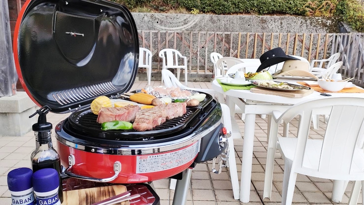 【1組限定】グループや合宿に◎テラスで宍粟牛のステーキを使ってアメリカン風BBQ