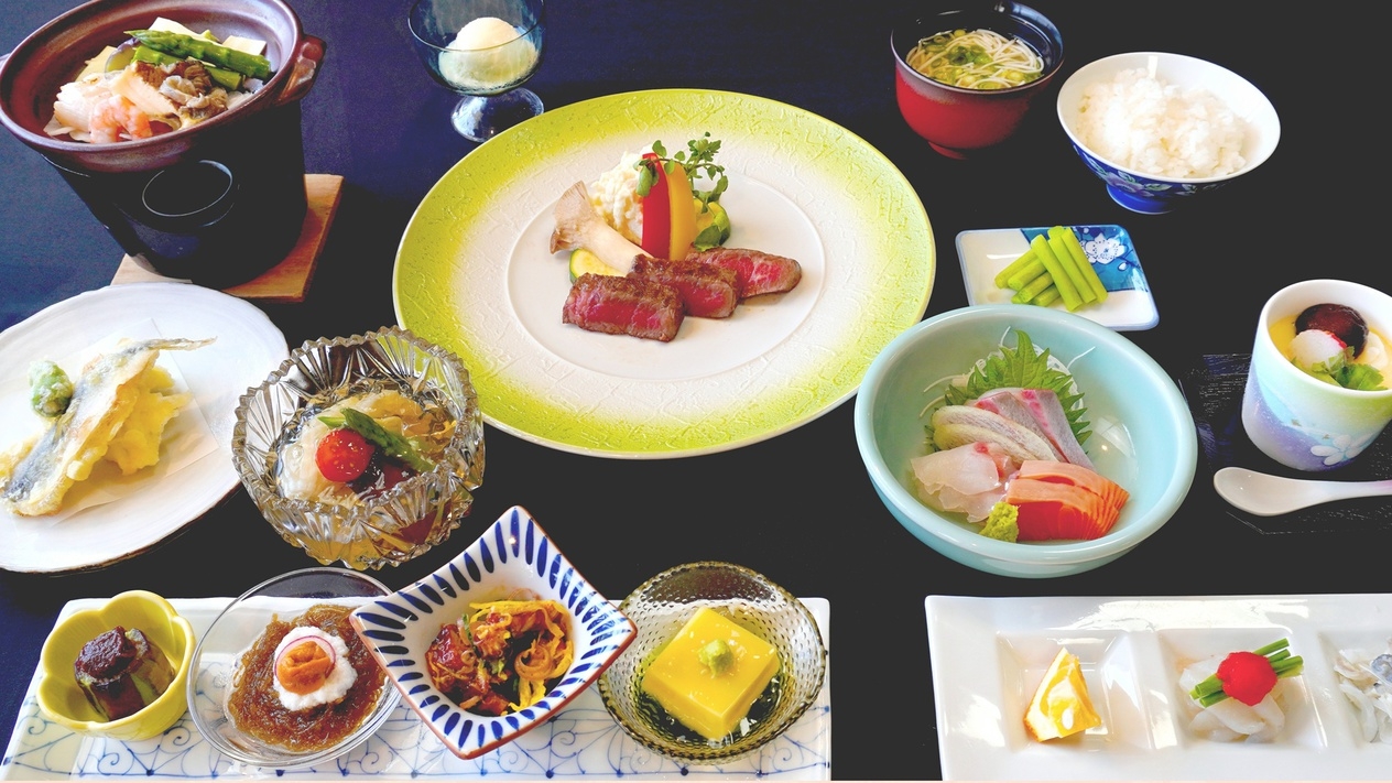 【グルメコース：緑陽会席】スタンダードコースをグレードアップした2食付プラン