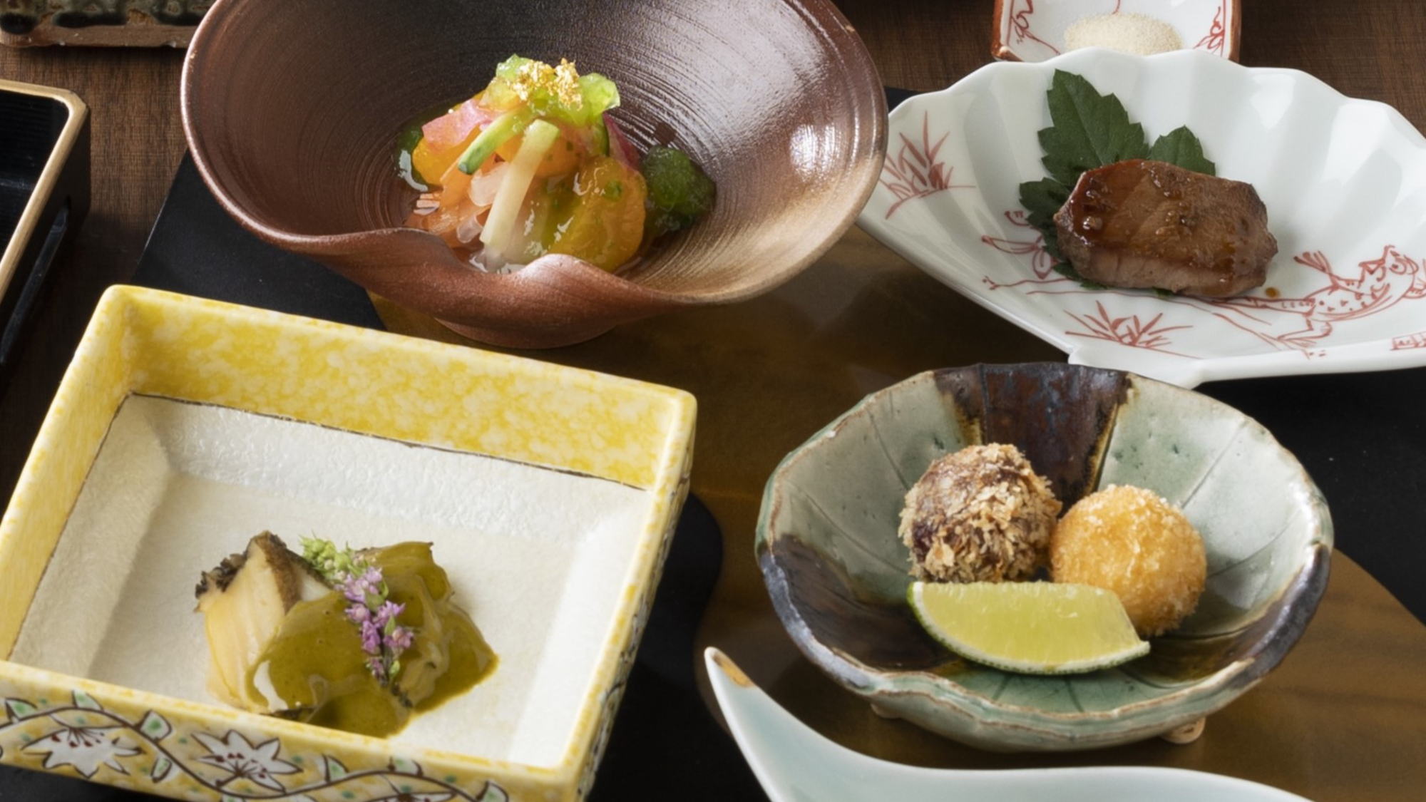 冬季特選創作会席：前菜　五種の味覚料理