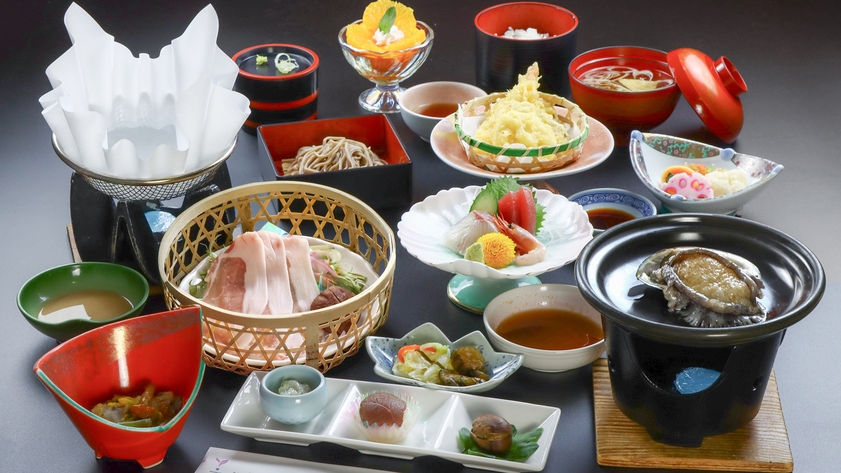 【10％OFF】【楽天スーパーSALE】あわびの踊り焼き×白金豚のしゃぶしゃぶ♪贅沢プラン★２食付