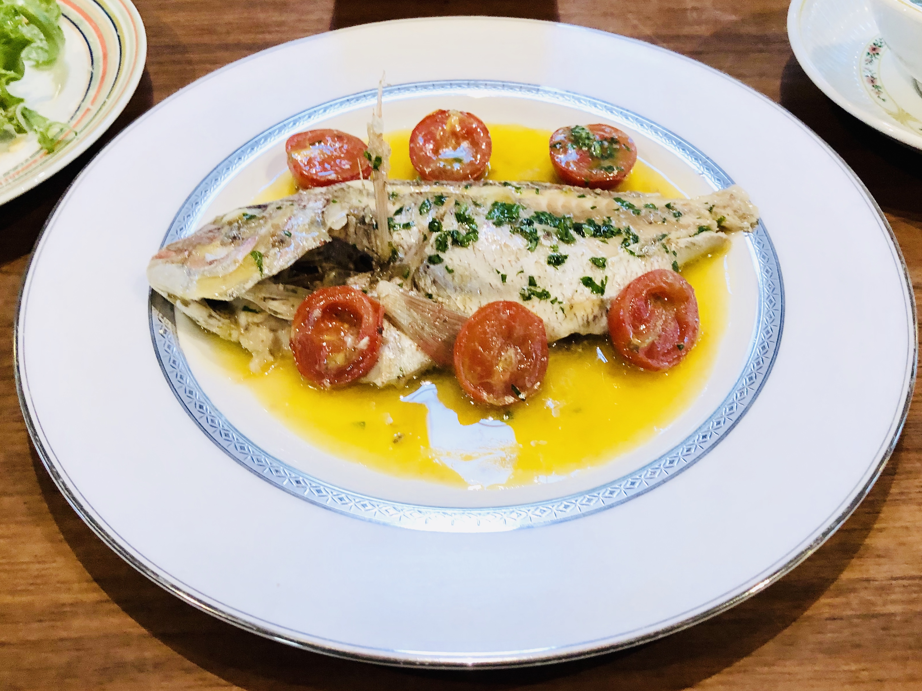 この日のディナーのお魚料理は！真鯛のアクアパッツァでした♪