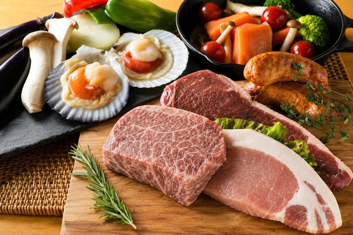 【朝・夕食付き/ログホテル】スタンダードBBQディナーとホットサンドの朝食付き