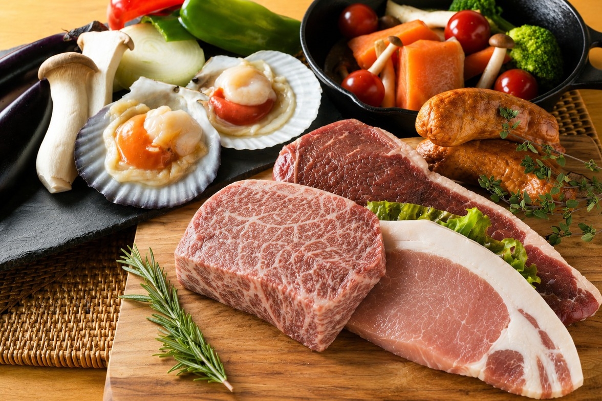 【朝・夕食付き/ログホテル】スタンダードBBQディナーとホットサンドの朝食付き
