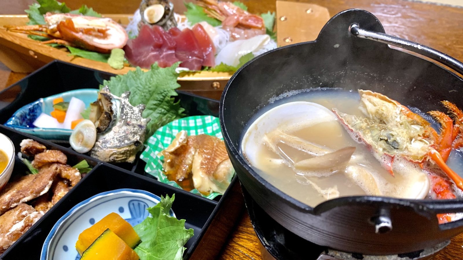 これでどうだ海の幸！！★伊勢えび★アワピの鉄鈑焼き★新鮮舟盛り！てんこ盛り年末年始プラン！！