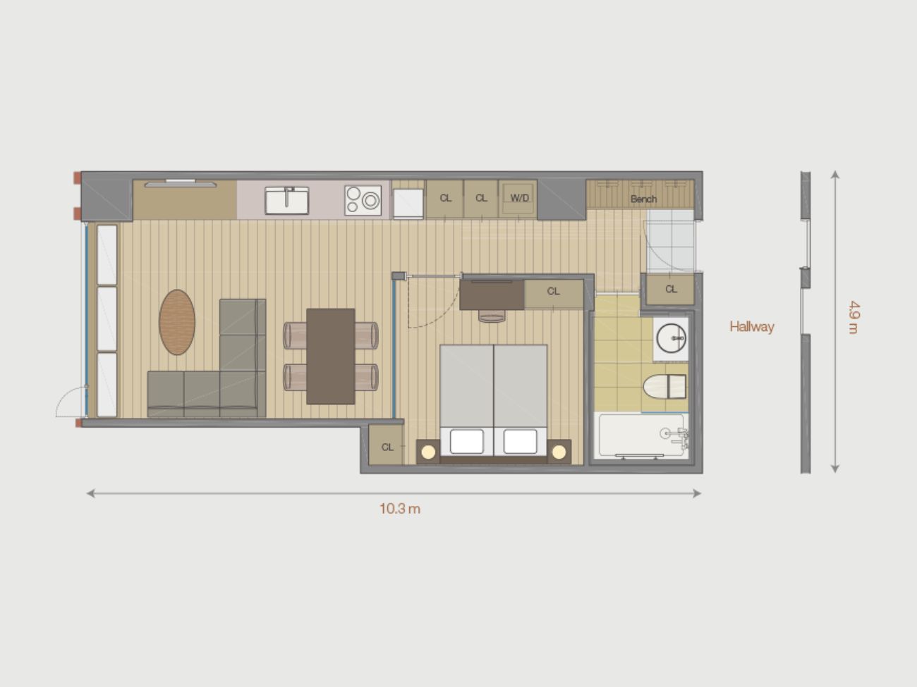 【1ベッドルーム】間取り図