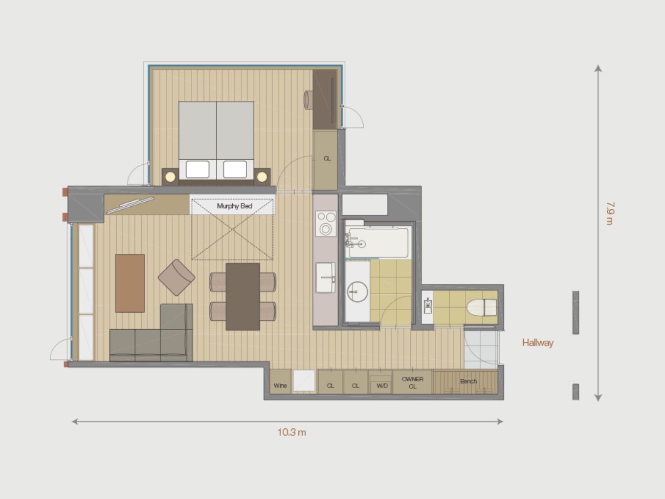 【1ベッドルームDX】間取り図