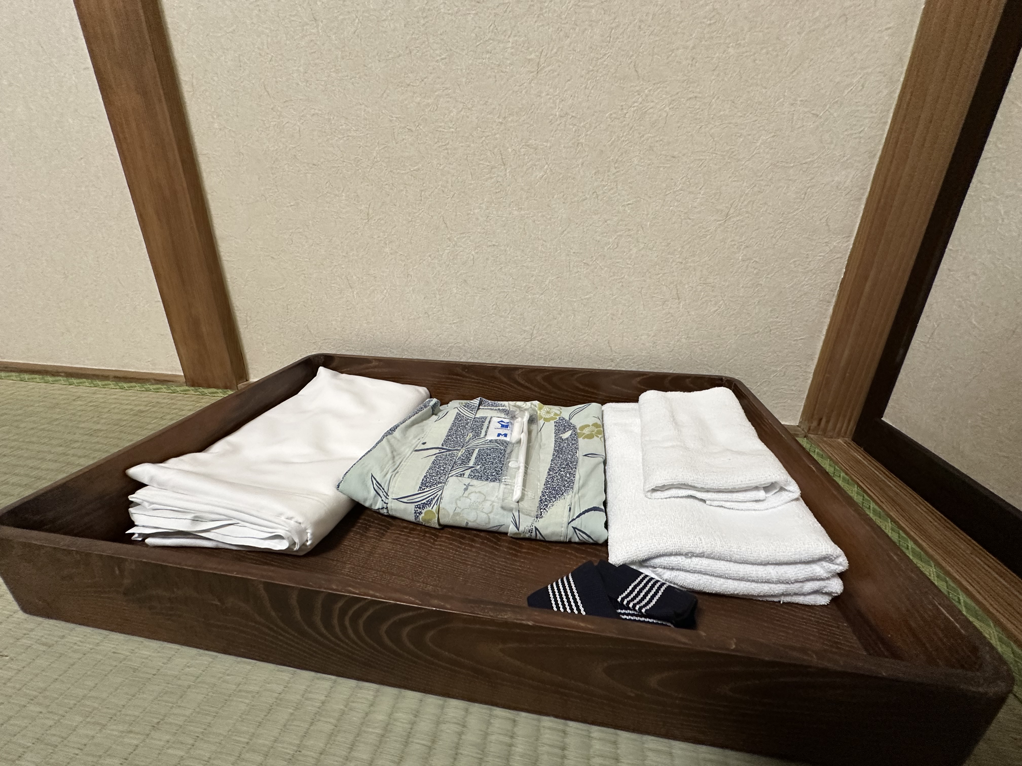 浴衣、バスタオル、ハンドタオル、歯ブラシをご用意