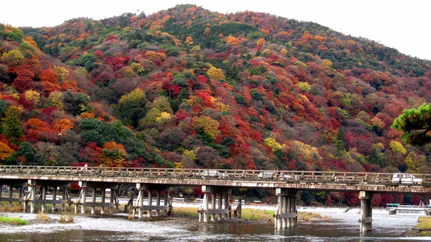 ■嵐山・渡月橋■嵐山のシンボルとなっている渡月橋。桜や紅葉のシーズンは絶好の見どころです。