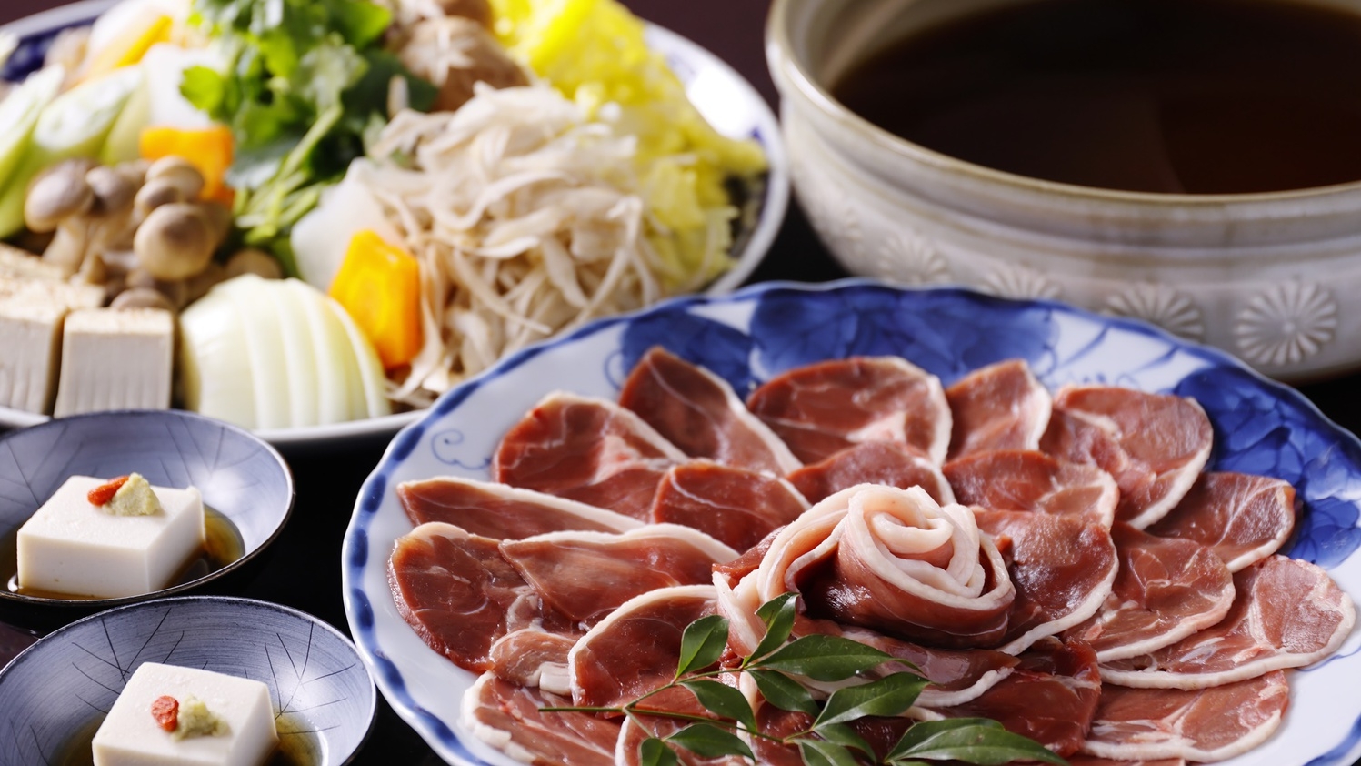 【選べるお鍋プラン】大和ポークのしゃぶしゃぶorぼたん鍋or大和肉鶏の飛鳥鍋　お好きなものをチョイス