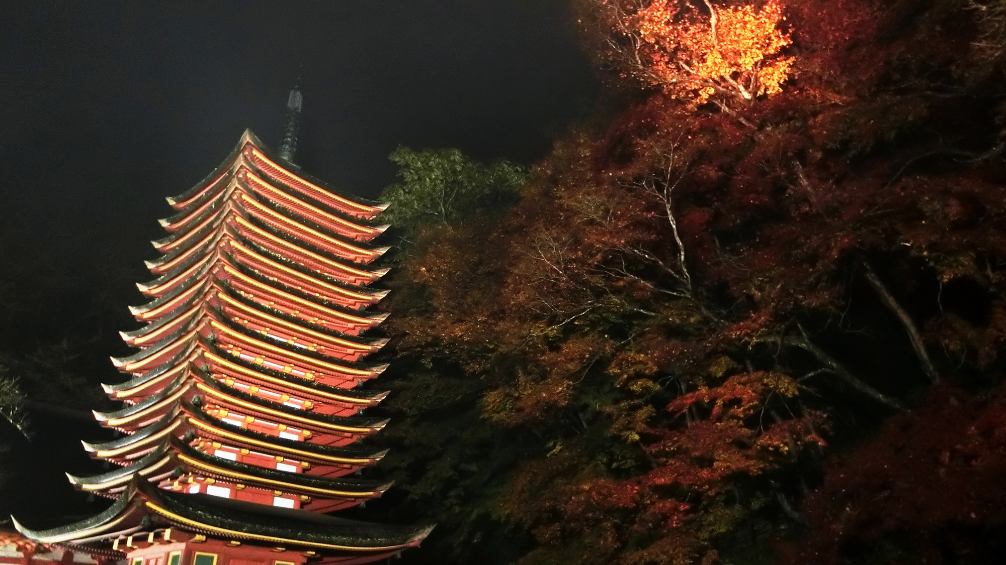 談山神社　秋の紅葉ライトアップ