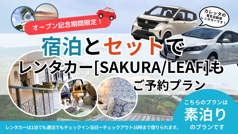 【サービス開始記念】★NISSAN★LEAFe+★レンタカー付き宿泊プラン〈素泊まり〉