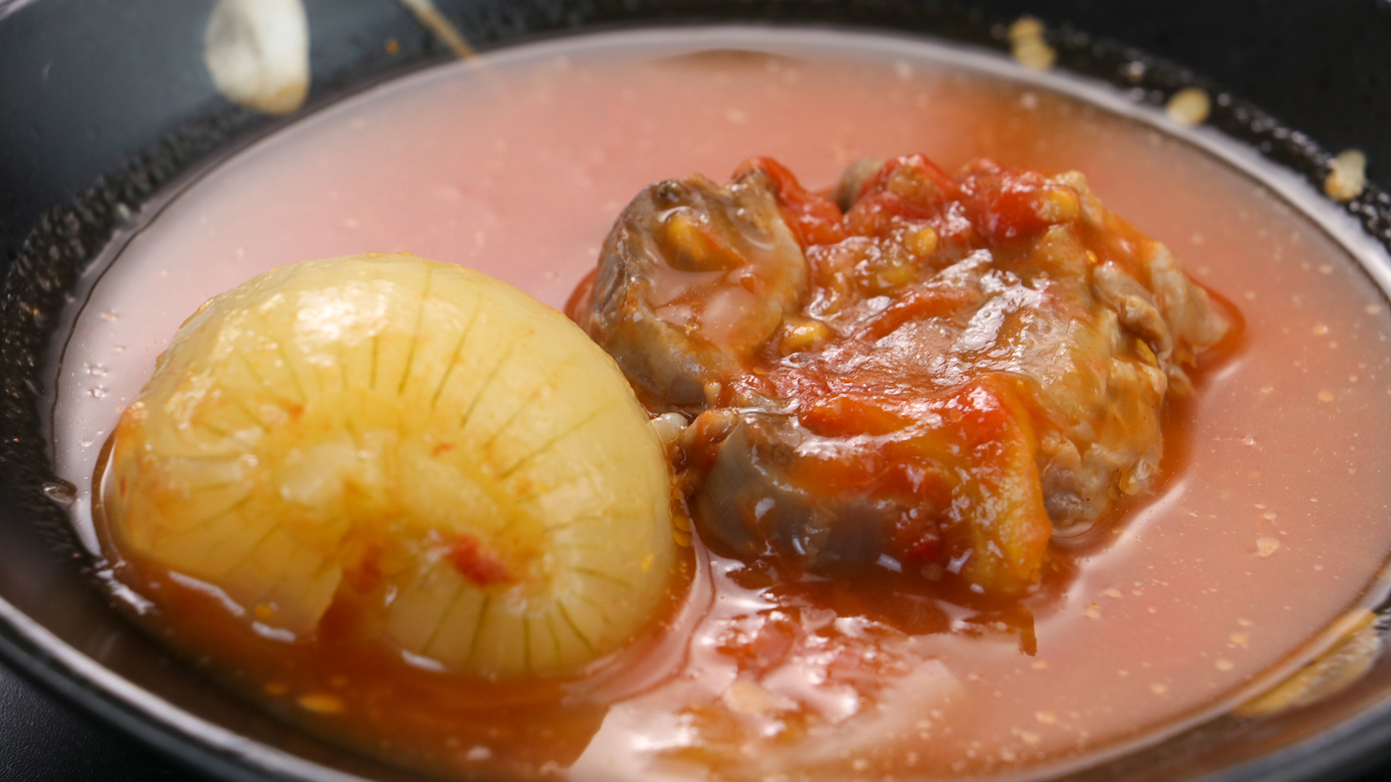 #【ご夕食一例】自家製トマトの鹿肉煮込み