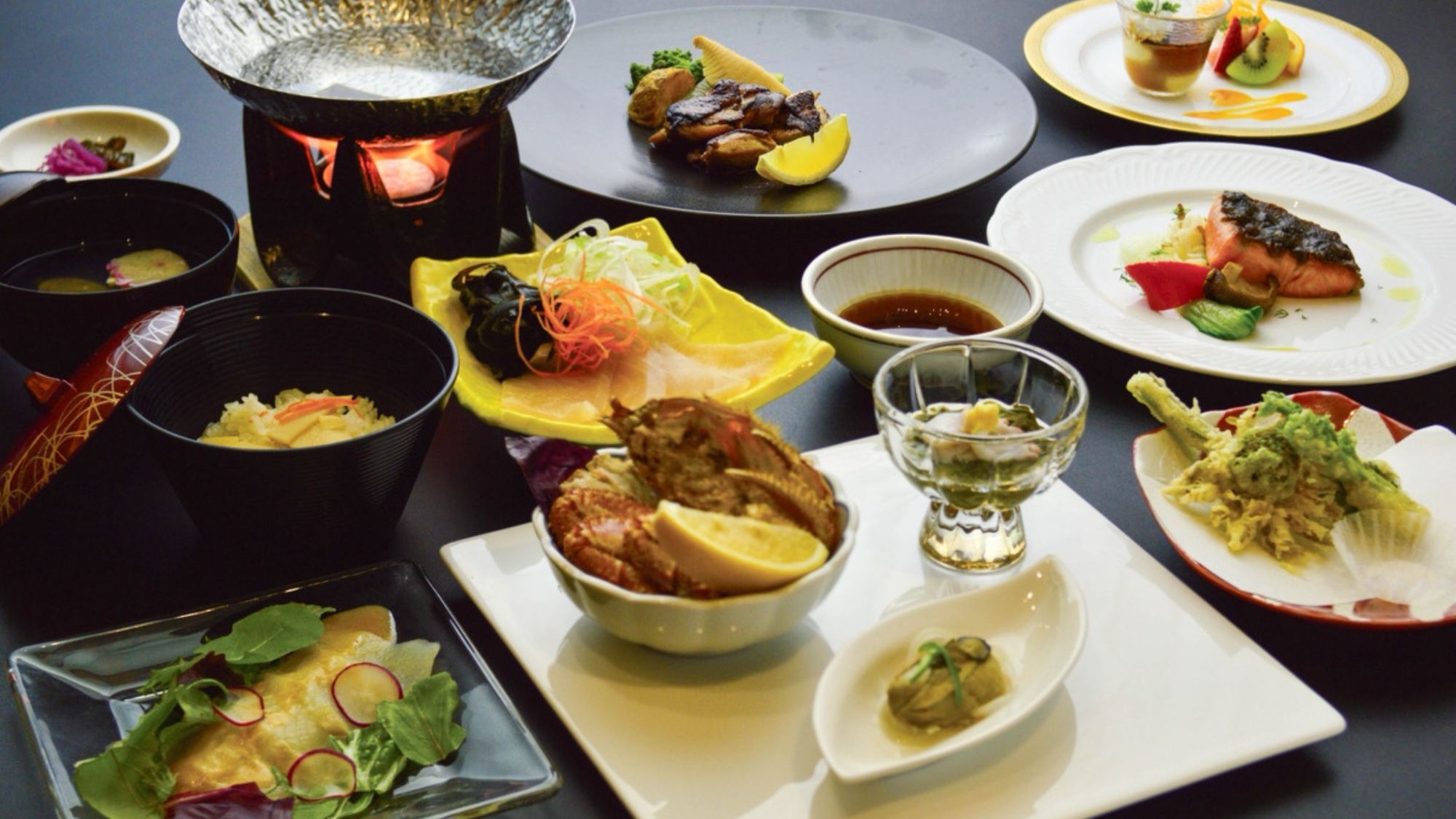 【さき楽45】早めのご予約がお得！ご夕食は三陸の旬を愉しむ四季の和洋会席コース＜凪＞【2食付】