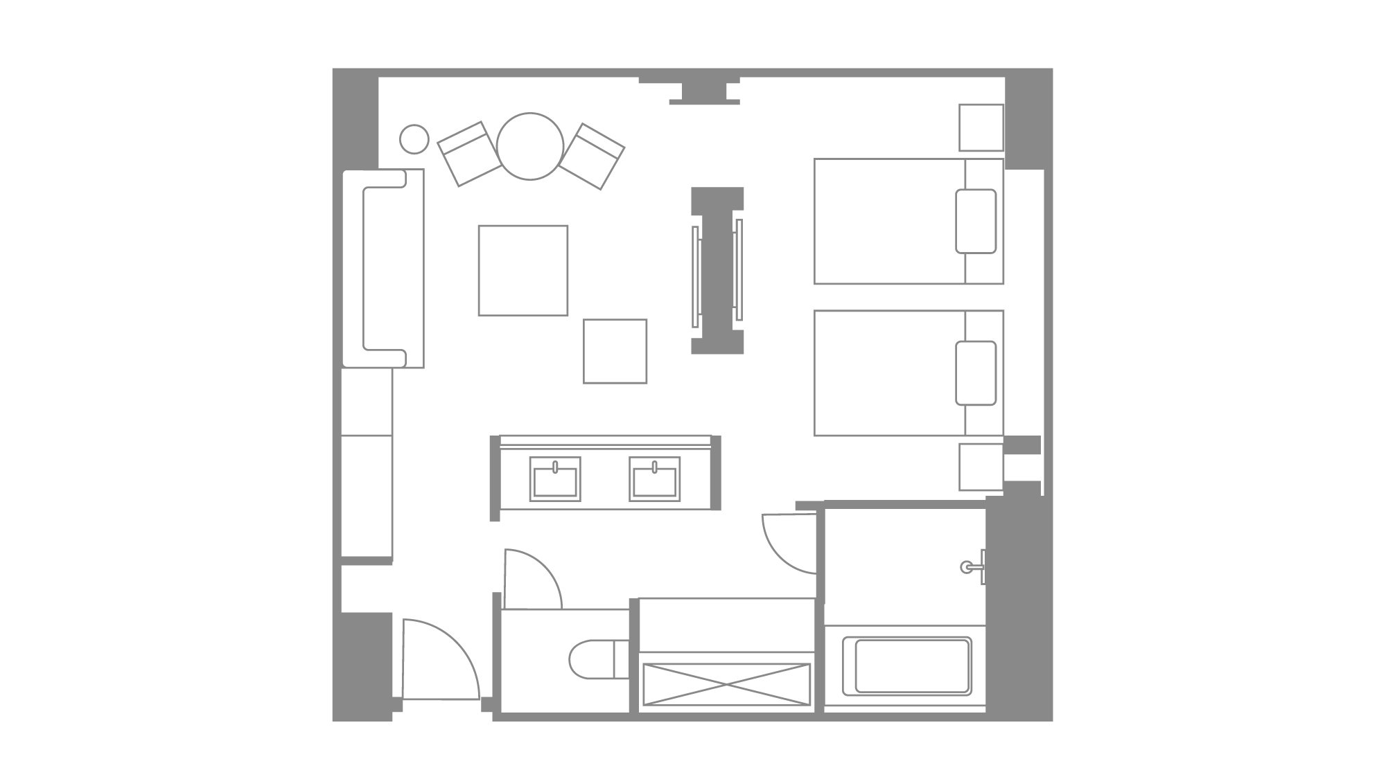 【リージェンシー スイート ツイン56㎡】間取り図