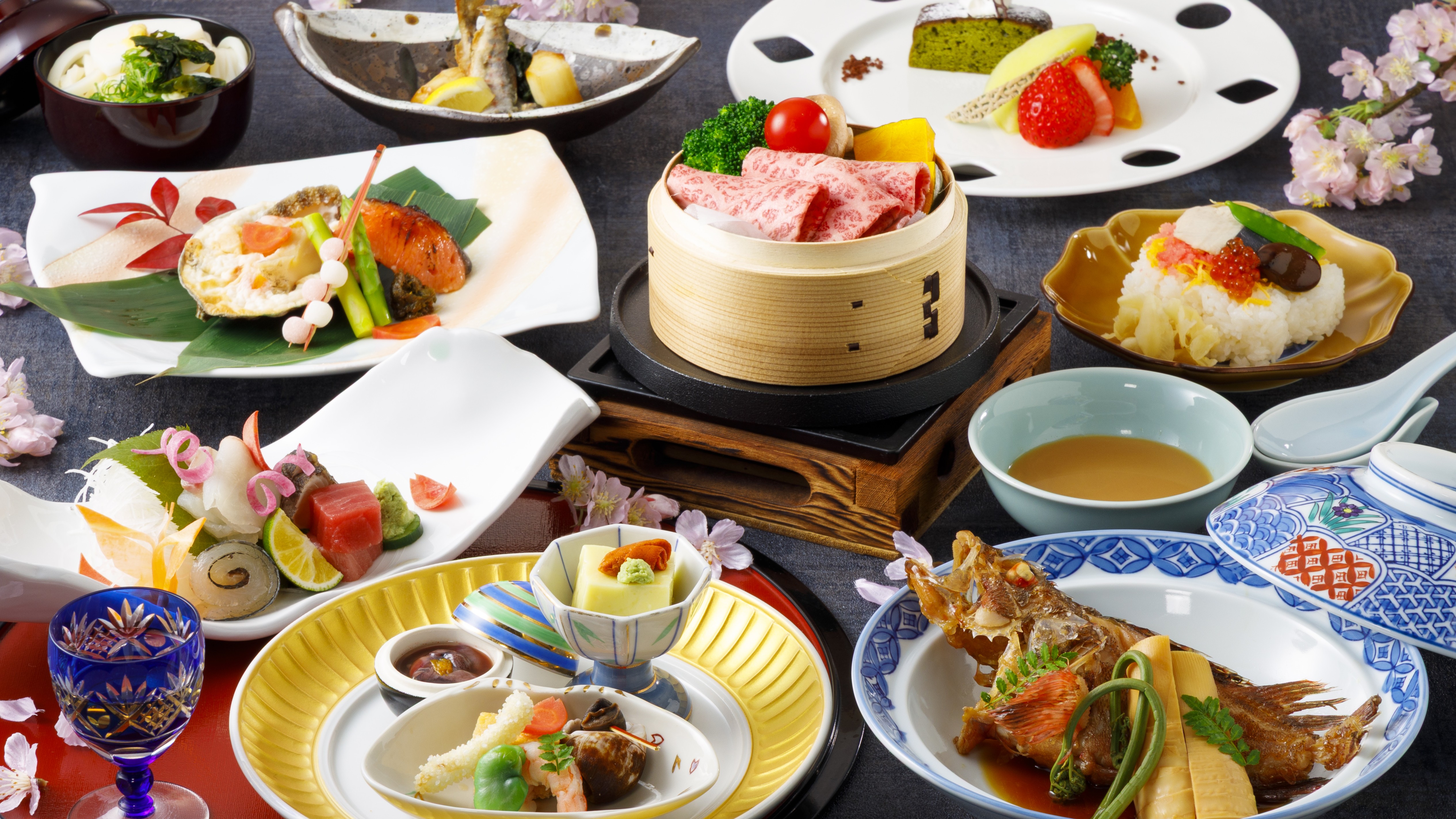 2026年3月4月料理長特選◆讃岐オリーブ牛と春キャベツのせいろ蒸し、瀬戸内めばるの煮つけ