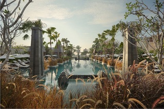 朝焼け時のプール