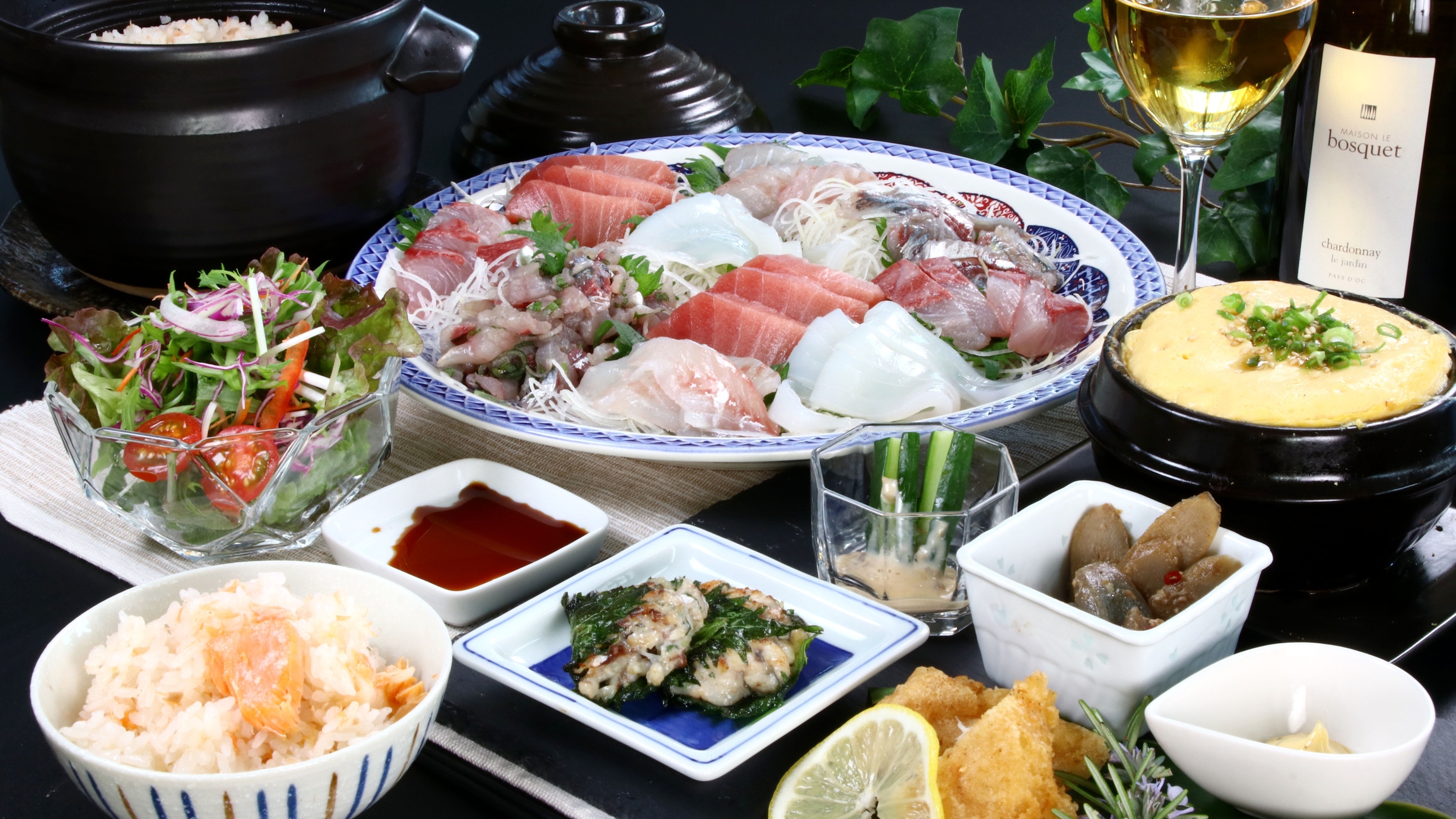 ペットと一緒に【 専用個室食 】地魚のお造りコース -2食付-