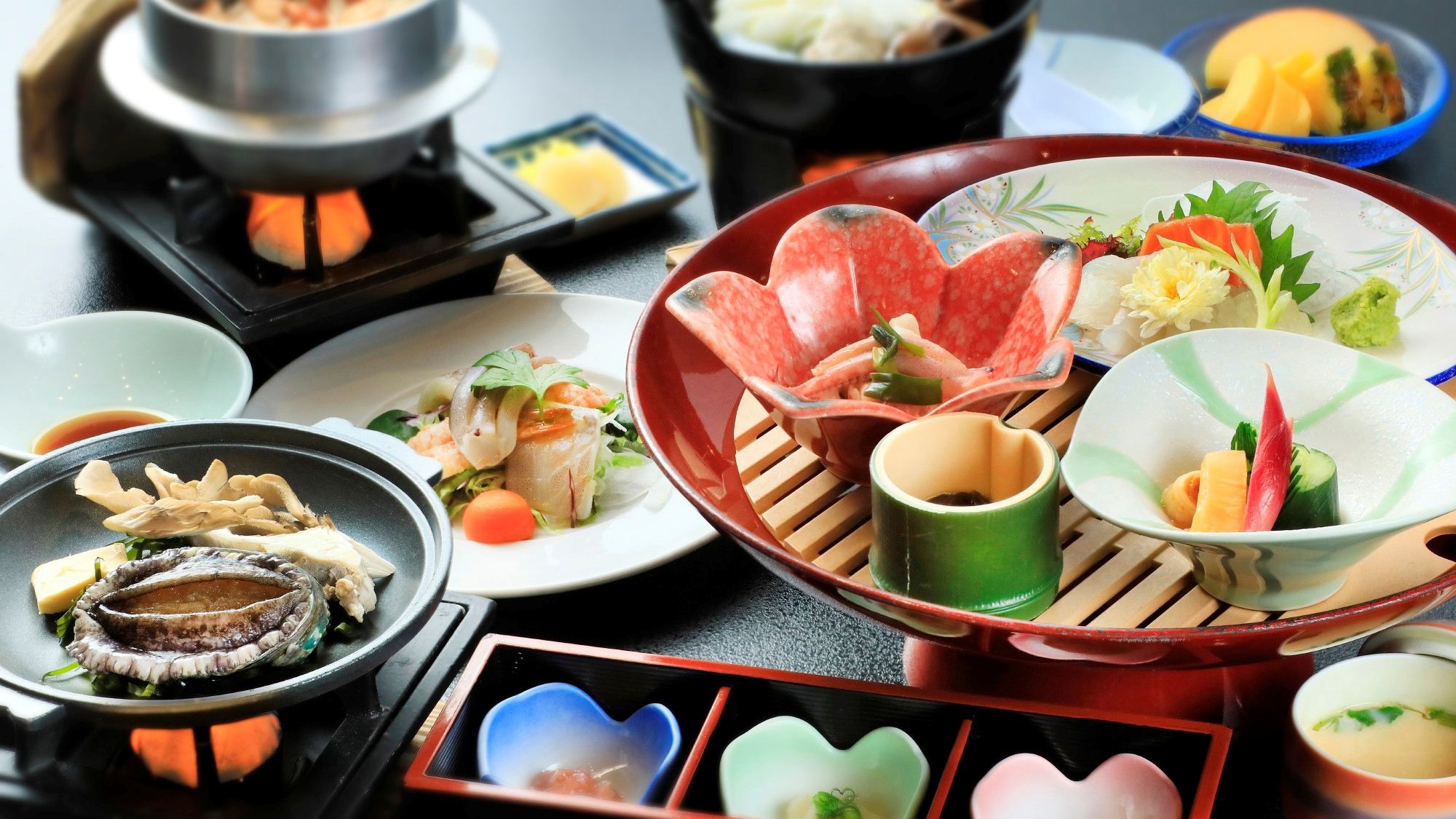 あわび陶板焼き付大杯御膳