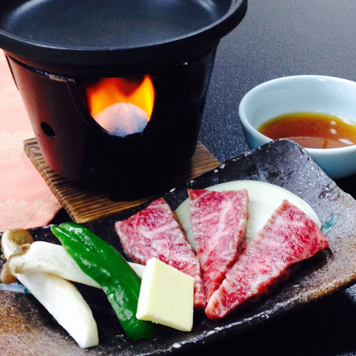 （Aプラン）基本料理+アワビ+国産牛ヒレの陶板焼き〜1泊２食付〜