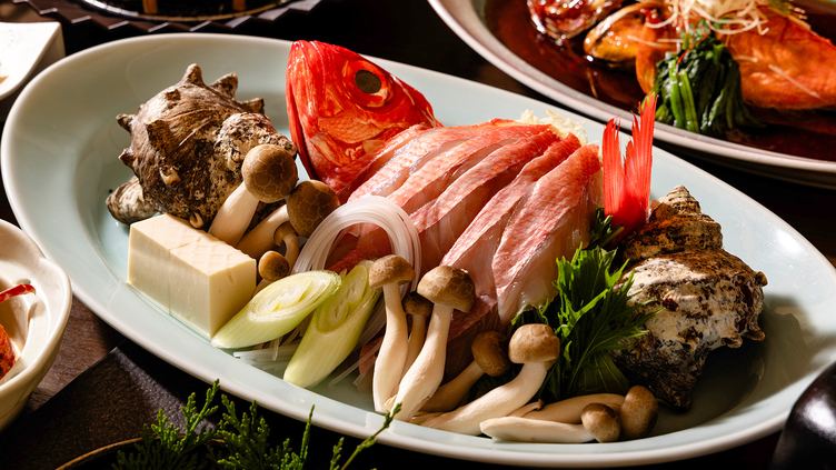 【プレミアム-金目鯛づくし会席】「蜜焼き＋しゃぶしゃぶ＋釜飯＋お造り」＜伊豆稲取港名物＞を心ゆくまで
