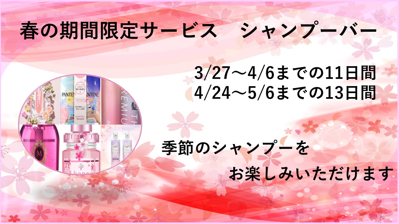 期間内は春の特別なシャンプーバーをご用意