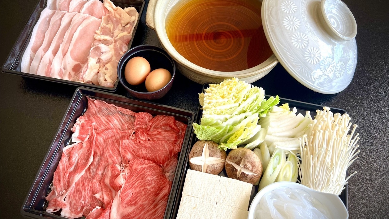 【冬季限定メニュー】選べる夕食！滋賀牛鍋or近江鴨鍋＆朝食に焼きたてパンセット♪【1泊2食】