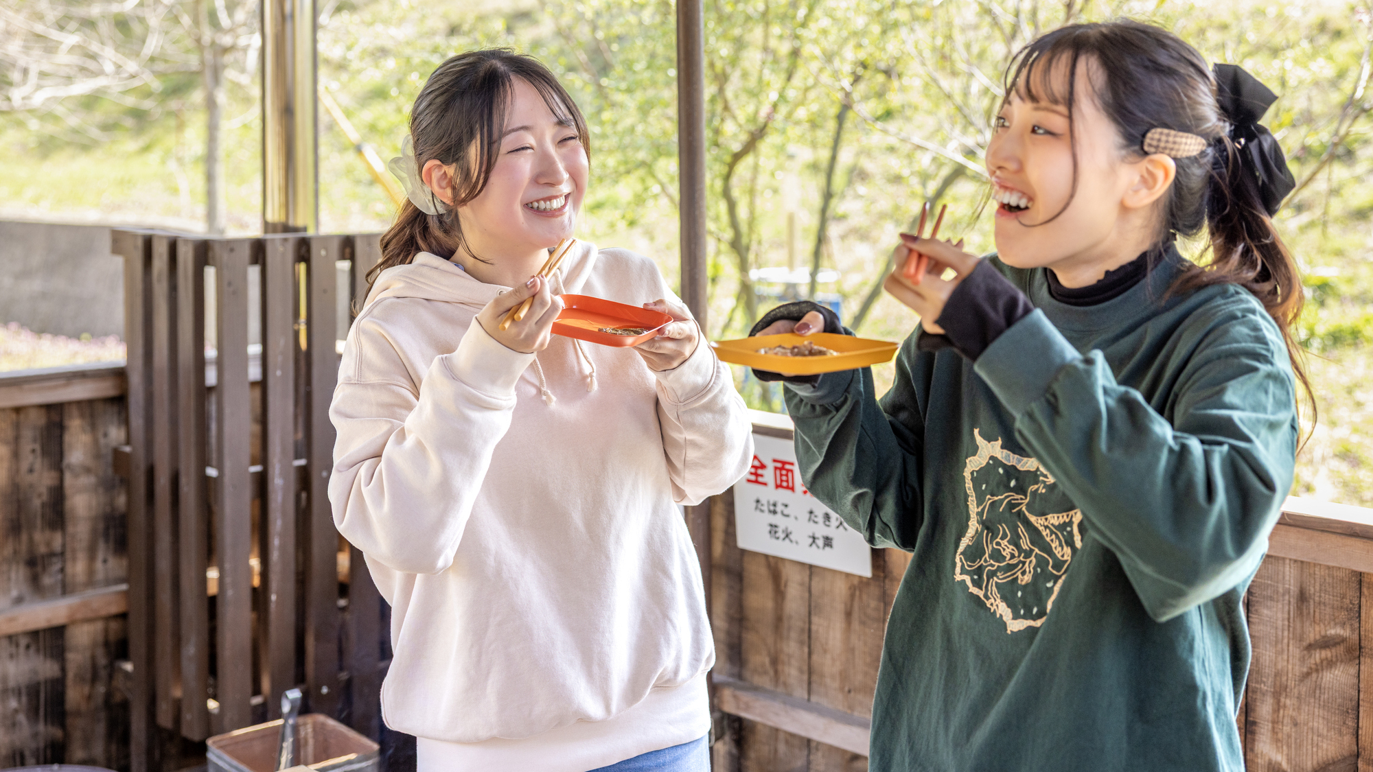 敷地内でBBQ体験♪