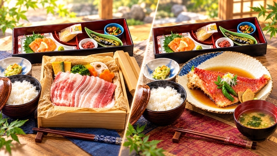 【お得に選べる夕食】金目煮付けor豚バラせいろ蒸し｜気軽に楽しむ御宿2食付
