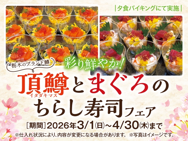 【3・4月限定】栃木のブランド鱒(マス)が食べれる！彩り鮮やか、ちらし寿司フェア！