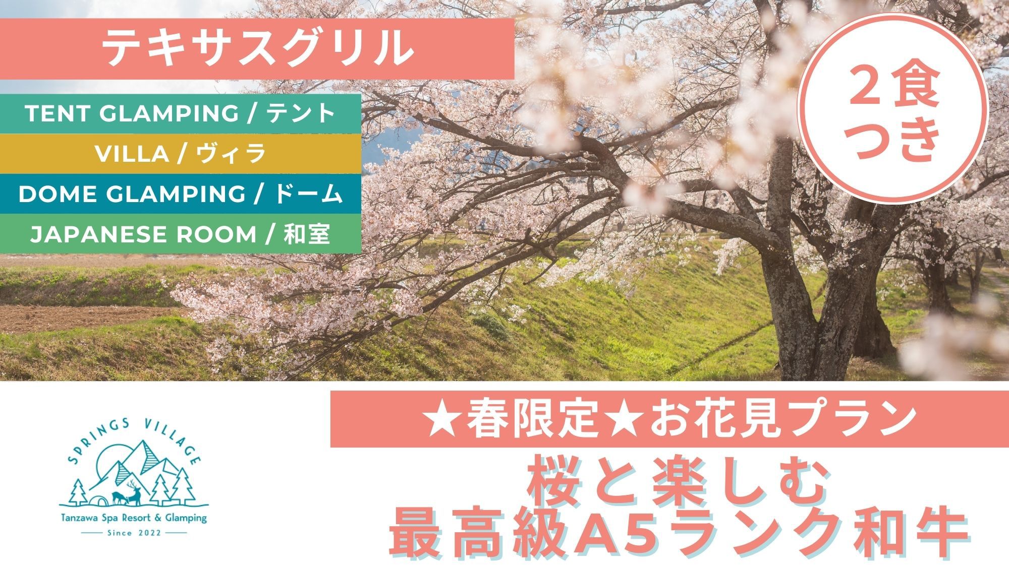 【お花見プラン】宿泊しながらお花見ステイ！桜とテキサスグリルで至福のひとときプラン／夕朝食付