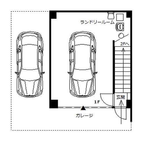 ビーチサイドハウスグラシア1階平面図　ビルトインガレージ