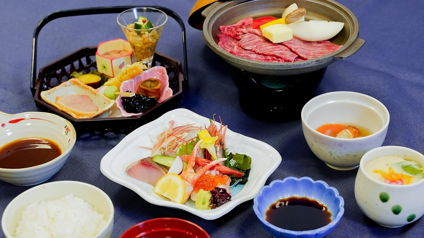 【2食付】《峠下牛陶板焼きプラン》広島ブランド牛を堪能！季節料理とお刺身付き♪天然温泉無料☆