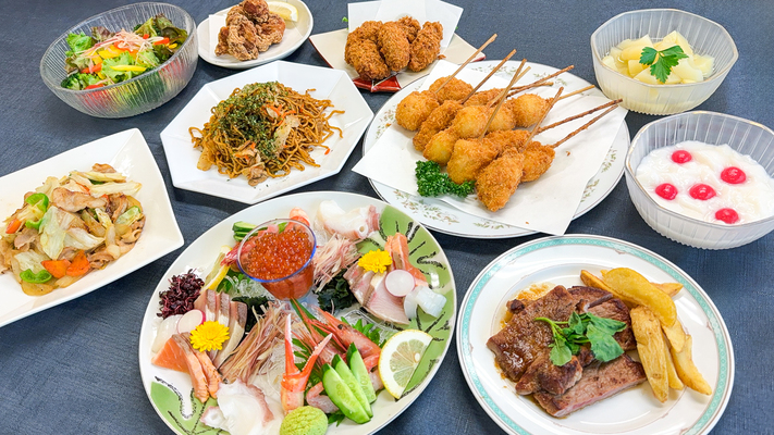 【2食付】スポーツ合宿や研修に！天然温泉付き団体専用大皿料理プラン《河内ICから2分・天然温泉》