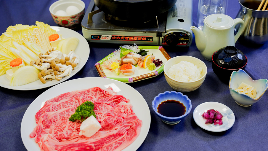 【2食付】《至福の味わい》広島ブランド牛「峠下牛」すき焼きと旬のお刺身を堪能♪