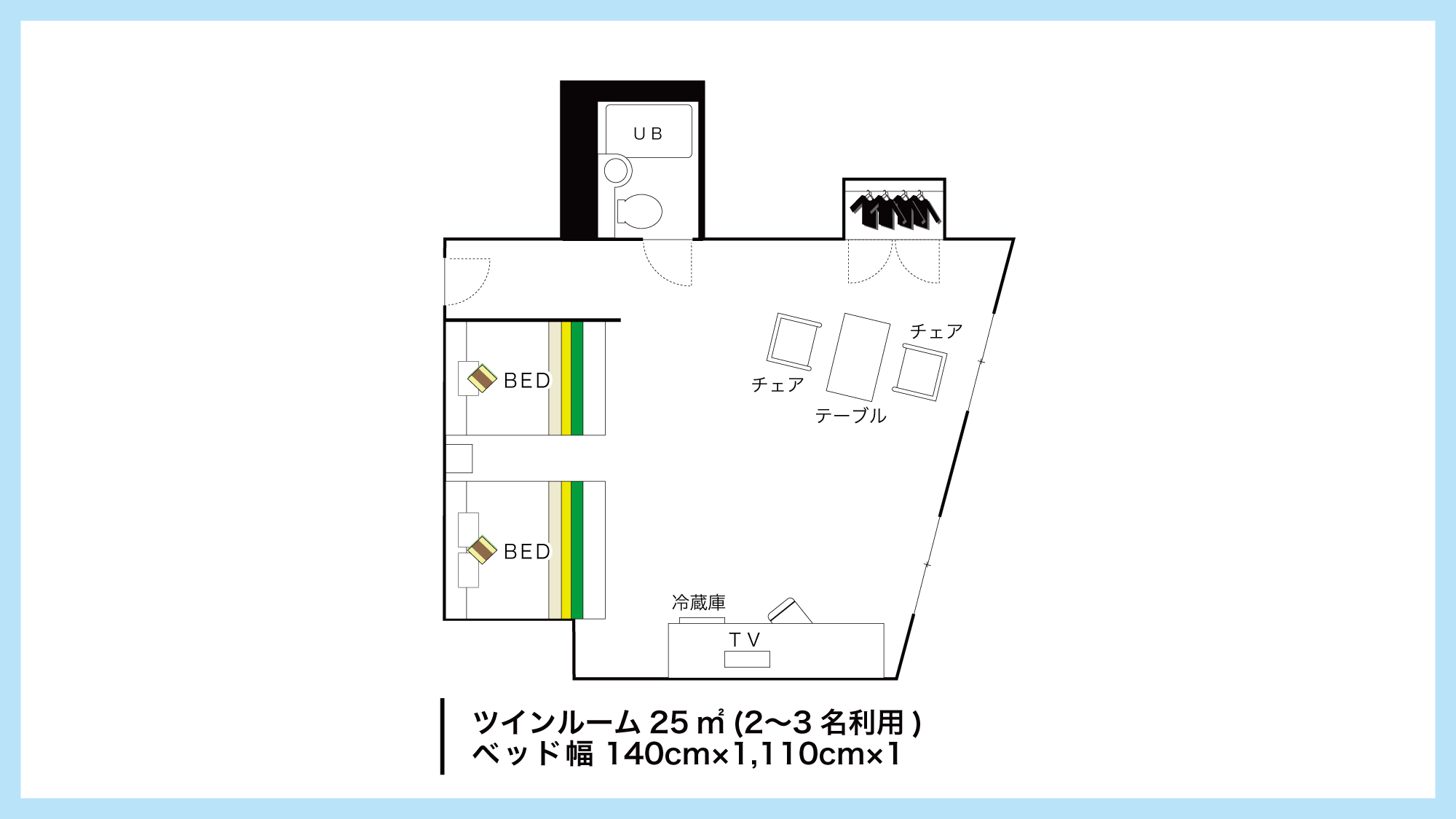 【ツインルーム　間取りイメージ】